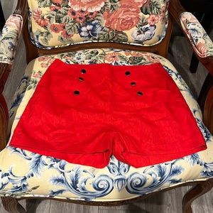 Cynthia Rowley Red Linen Sailor Style Shorts NWT Size 8